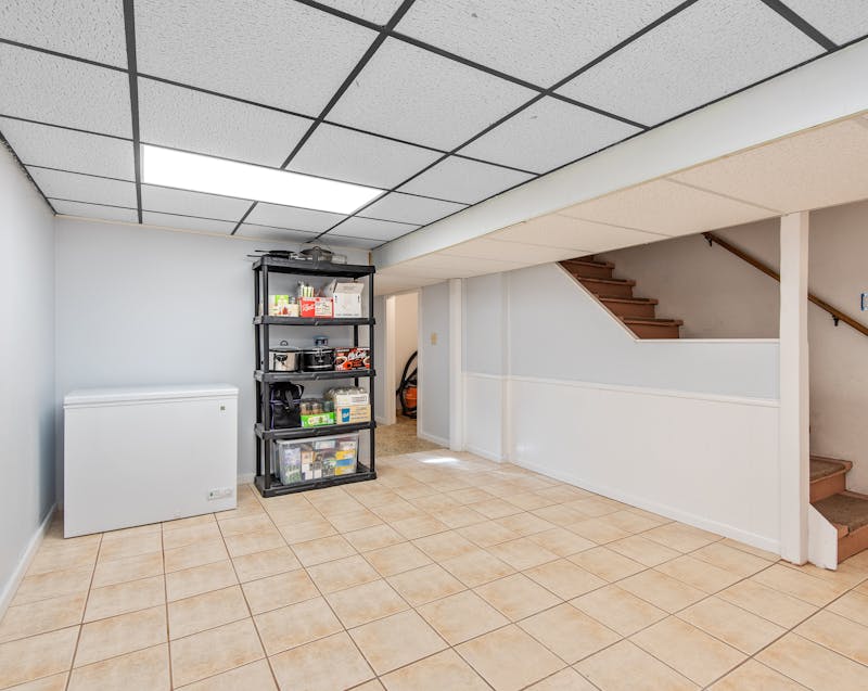 a well-lit basement