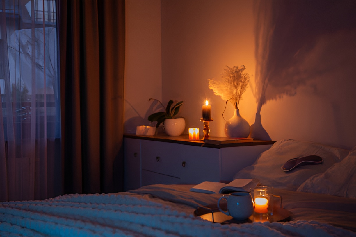 candles in a bedroom