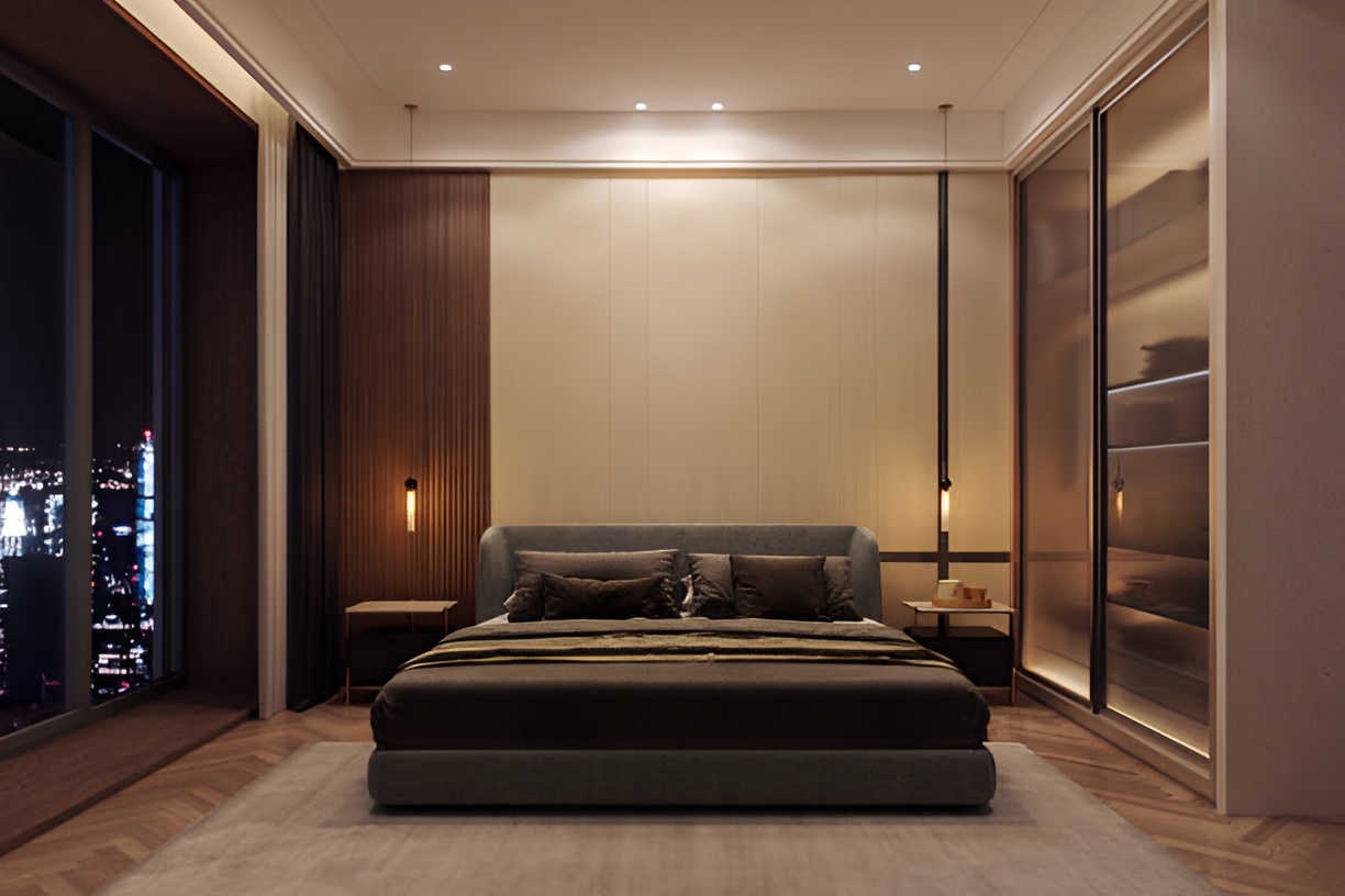 bedroom with modern lights